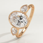 1.5 CT Oval Cut Three Stone Bezel Lab-Grown Diamond Engagement Ring