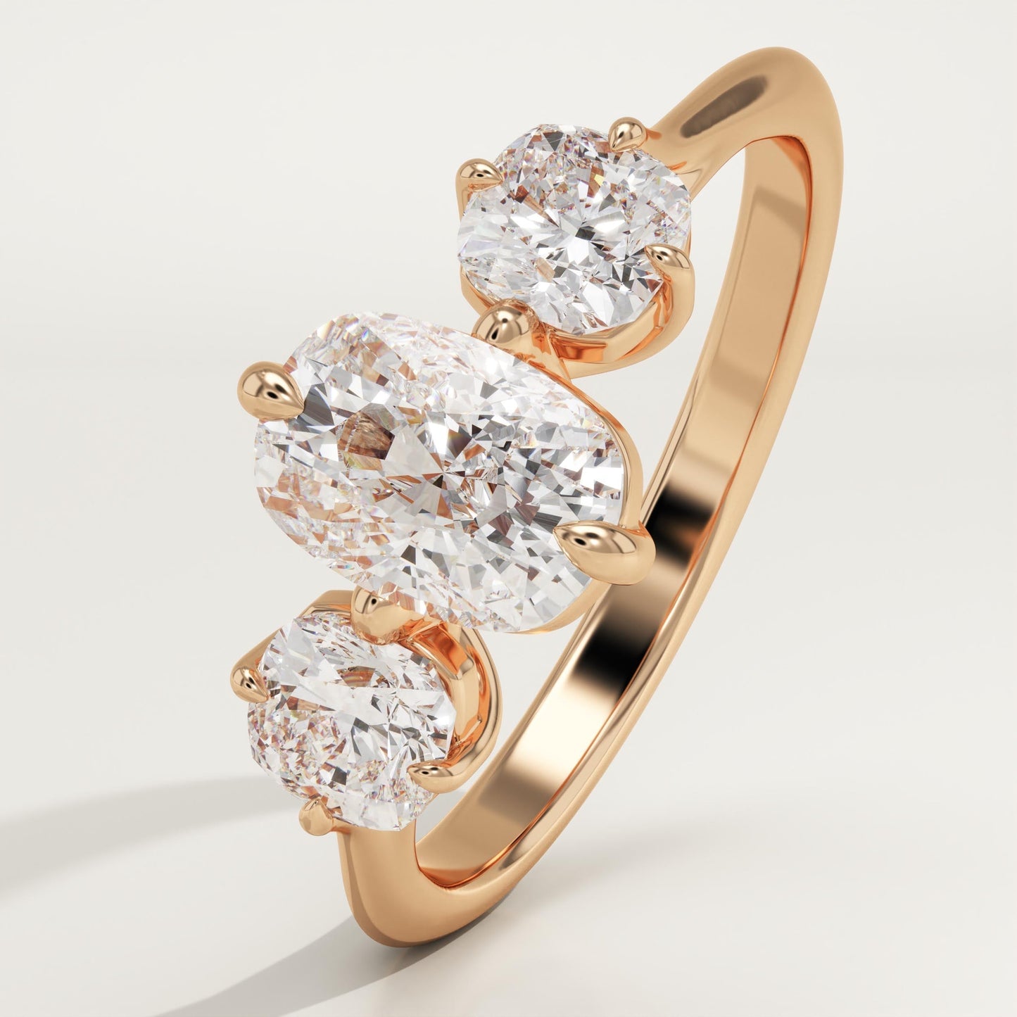 Elongated Cushion Cut Three Stone Lab-Grown Diamond Engagement Ring