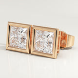 1 TCW Princess Bezel Lab-Grown Diamond Stud Earrings