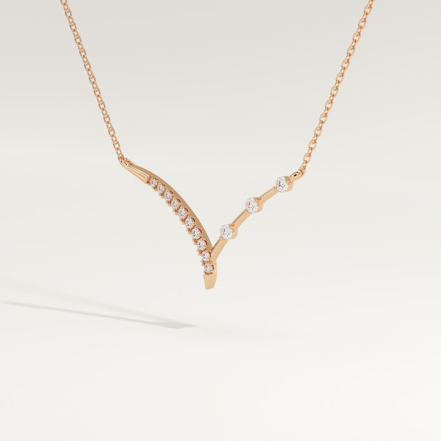 0.128 TCW Round Lab-Grown Diamond Half Chevron Necklace