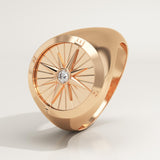 0.04 CT Round Shaped Compass Lab-Grown Diamond Engagement Ring For Men