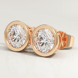1 TCW Round Bezel Lab-Grown Diamond Stud Earrings