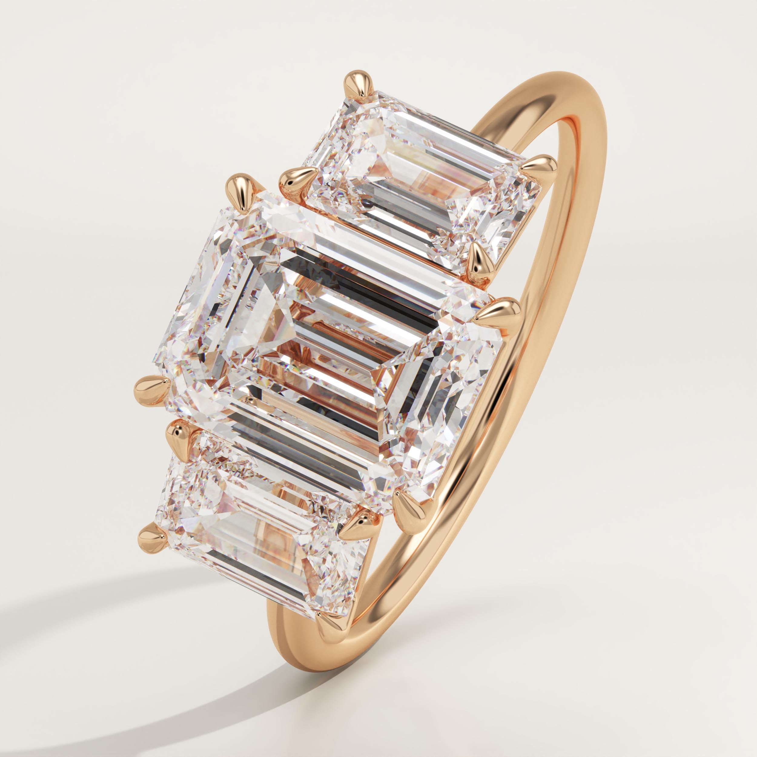 2.0 CT Emerald Cut Three Stone Lab-Grown Diamond Engagement Ring