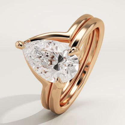 Pear Cut Solitaire Lab-Grown Diamond Bridal Set