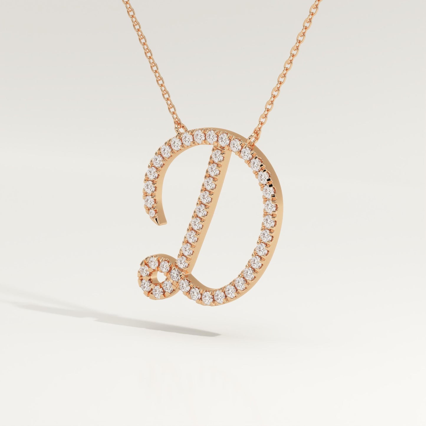 0.435 TCW Round Lab-Grown Diamond D Initial Necklace