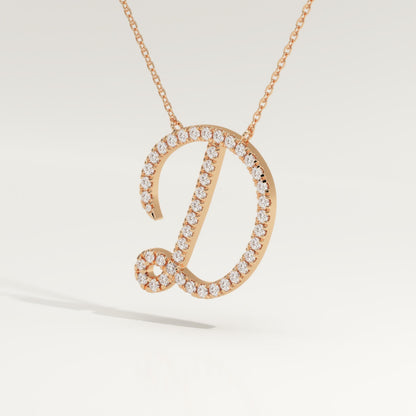 0.435 TCW Round Lab-Grown Diamond D Initial Necklace