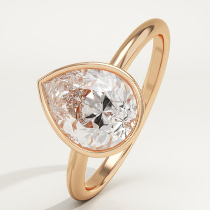 Pear Cut Bezel Lab-Grown Diamond Engagement Ring