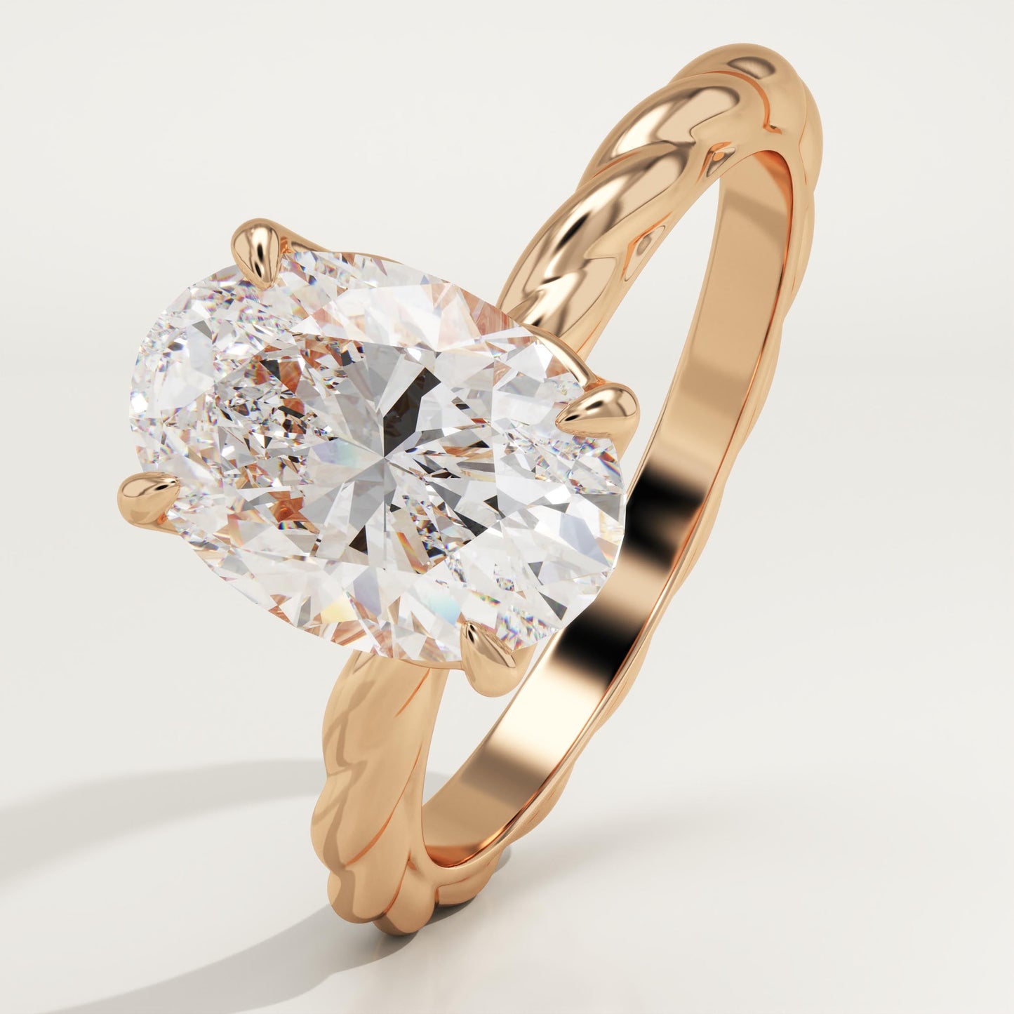 Oval Cut Twisted Shank Lab-Grown Diamond Engagement Ring