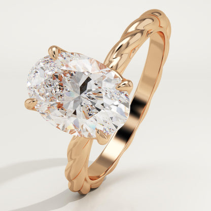 Oval Cut Twisted Shank Lab-Grown Diamond Engagement Ring