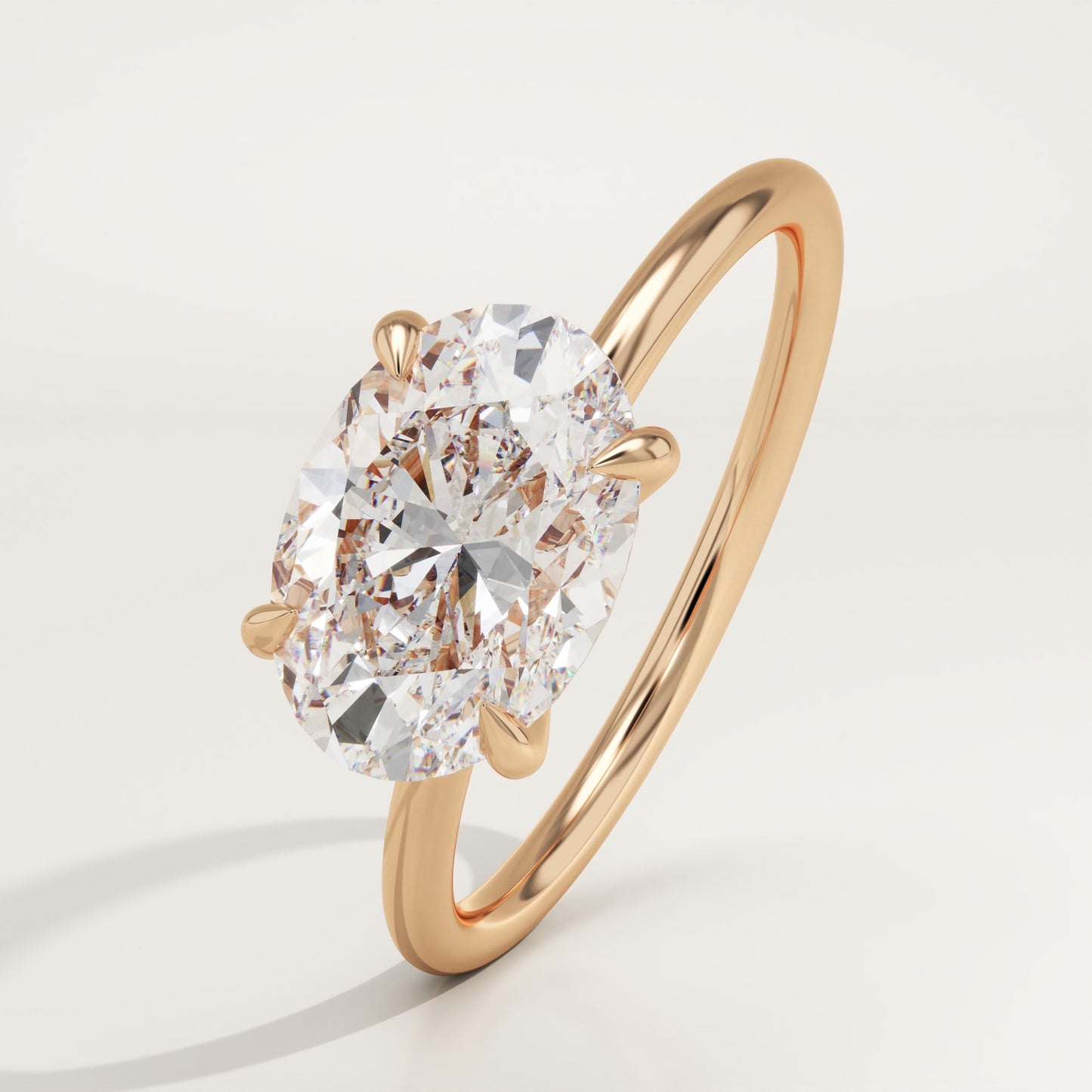 East West Oval Cut Solitaire Lab-Grown Diamond Engagement Ring
