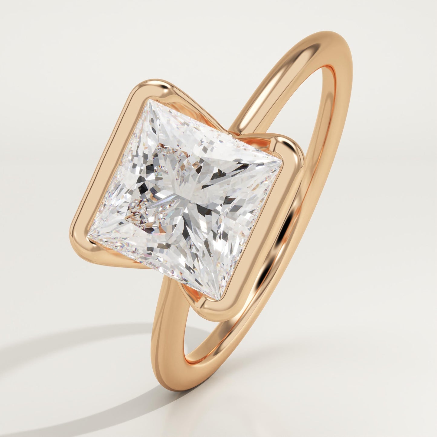 Princess Cut Half Bezel Lab-Grown Diamond Engagement Ring