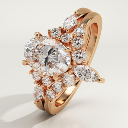 Oval Cut Cluster Lab-Grown Diamond Bridal Set