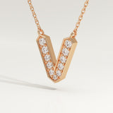 0.178 TCW Round Lab-Grown Diamond V Initial Necklace