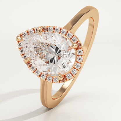 Pear Cut Halo Lab-Grown Diamond Engagement Ring