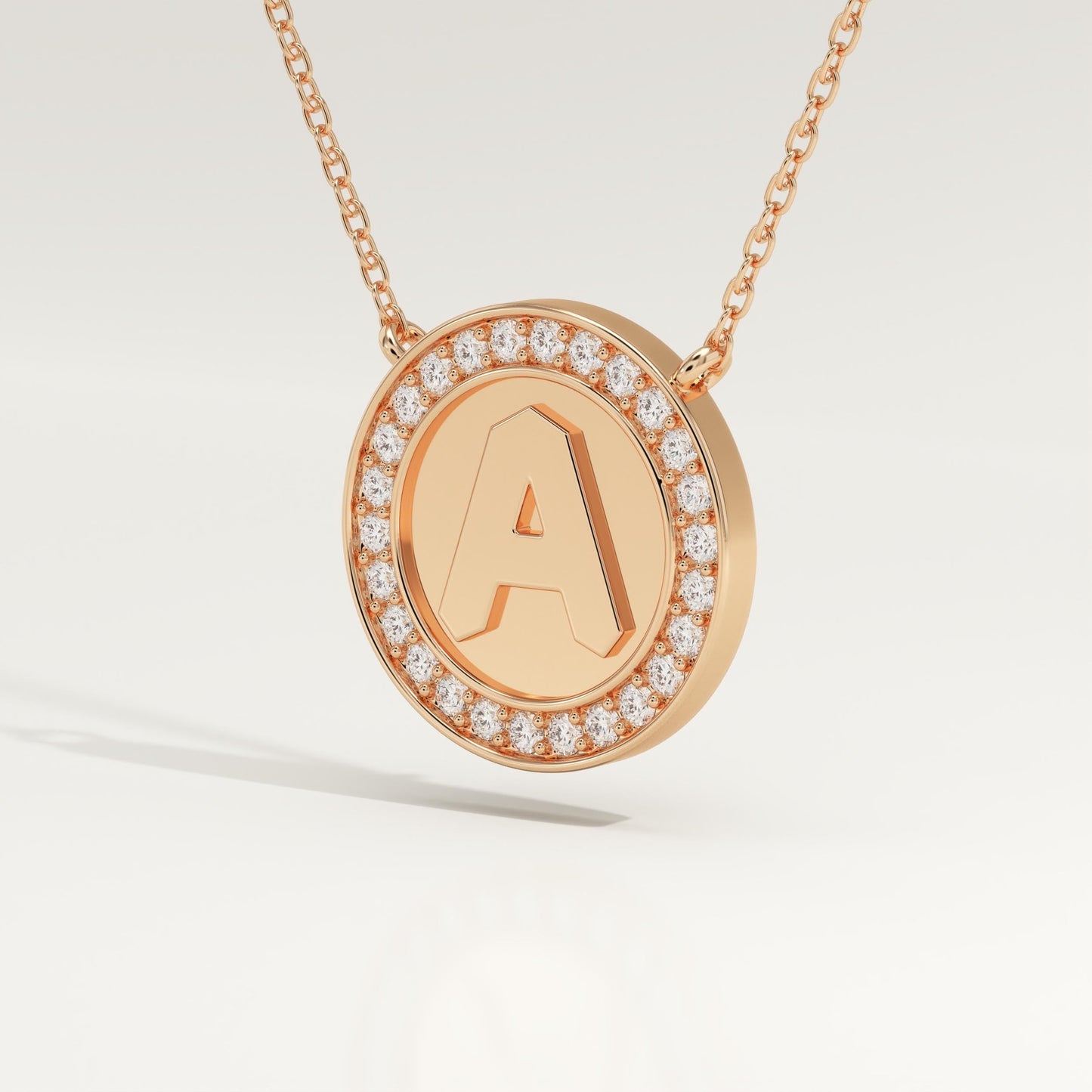 0.17 TCW Round Lab-Grown Diamond A Initial Necklace