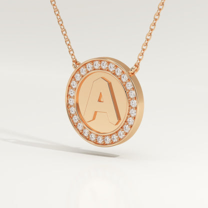 0.17 TCW Round Lab-Grown Diamond A Initial Necklace