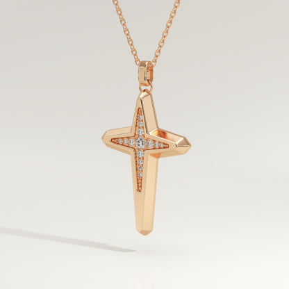 0.193 TCW Round Lab-Grown Diamond Cross Necklace