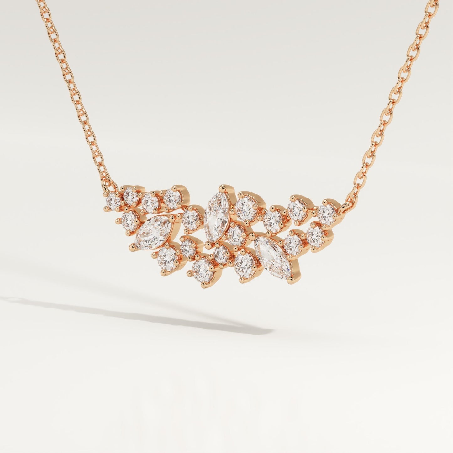 0.248 TCW Round & Marquise Lab-Grown Diamond Charm Necklace