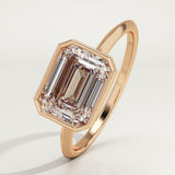 1.5 CT East West Emerald Cut Bezel Lab-Grown Diamond Engagement Ring