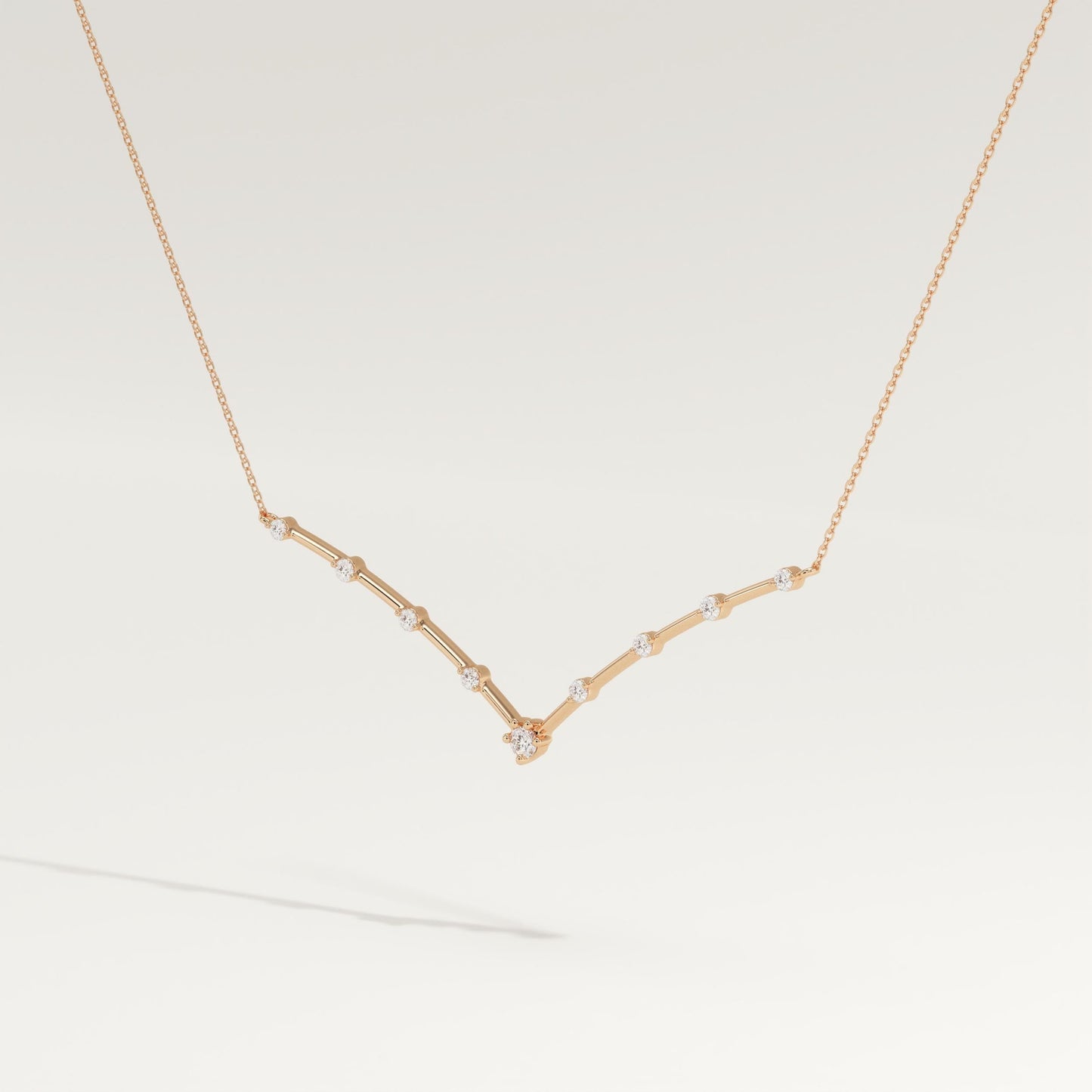 0.33 TCW Round Lab-Grown Diamond V Shaped Charm Necklace