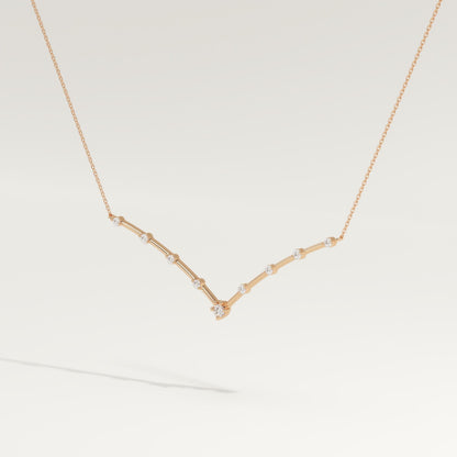 0.33 TCW Round Lab-Grown Diamond V Shaped Charm Necklace