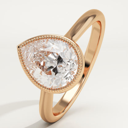 Pear Cut Solitaire Bezel Lab-Grown Diamond Engagement Ring