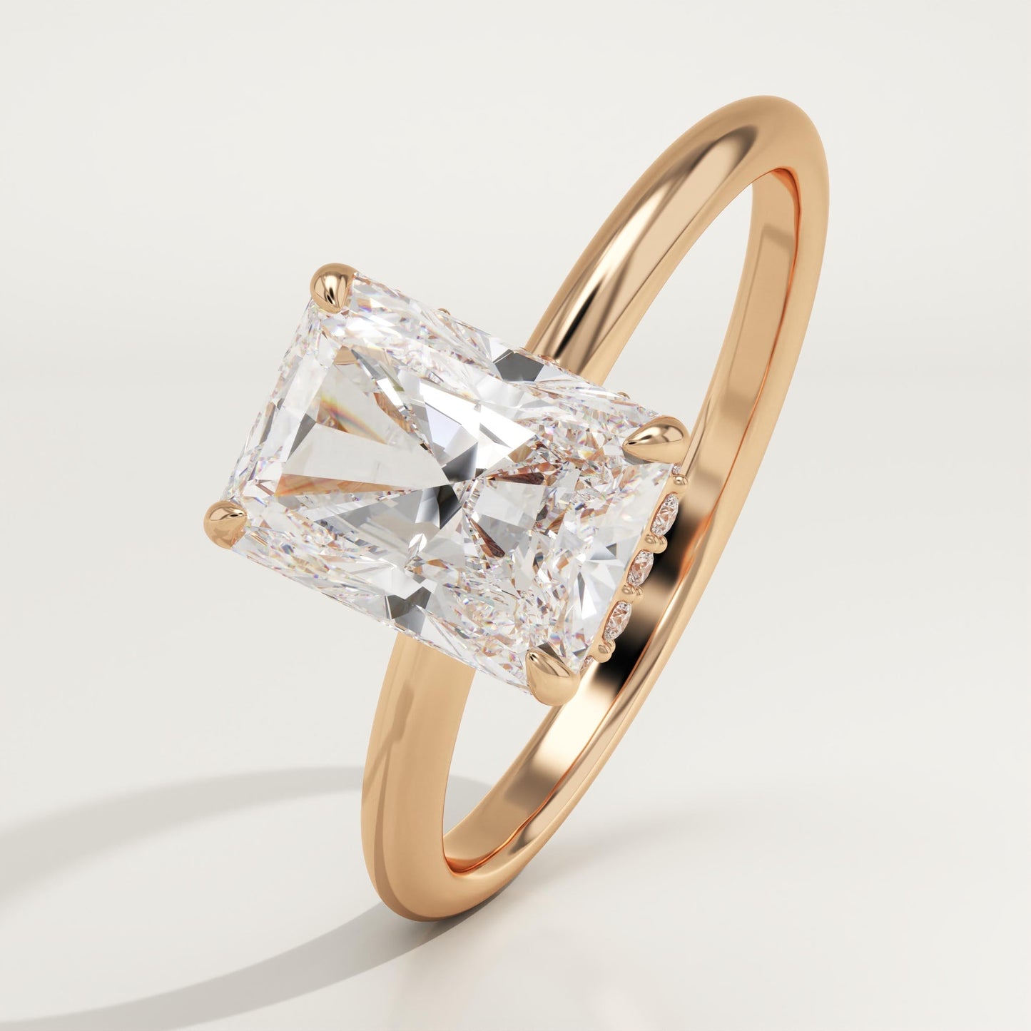 2 CT Radiant Cut Hidden Halo Moissanite Engagement Ring