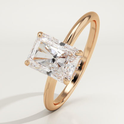 2 CT Radiant Cut Hidden Halo Moissanite Engagement Ring