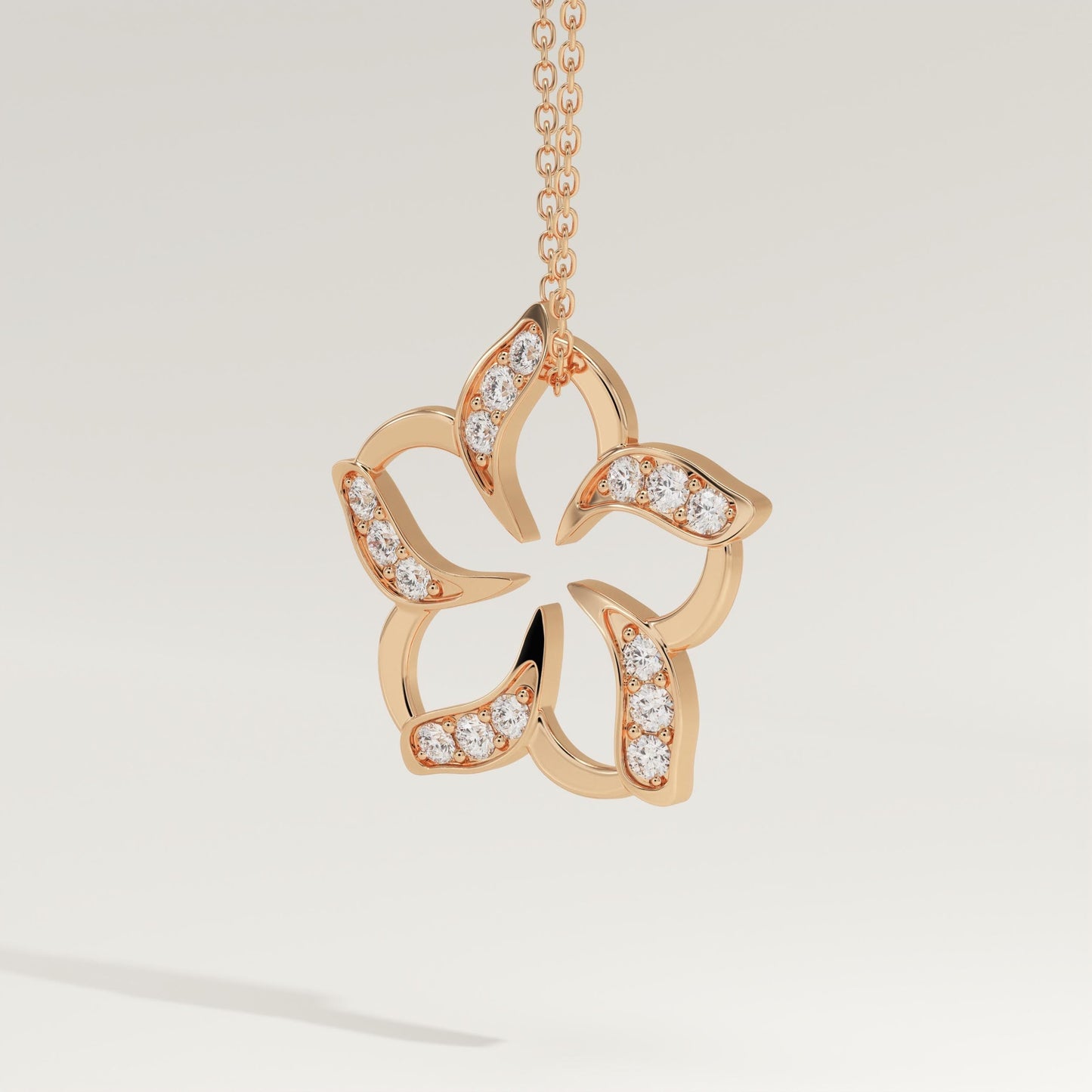 0.23 TCW Round Lab-Grown Diamond Flower Charm Necklace