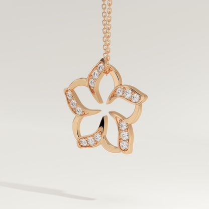 0.23 TCW Round Lab-Grown Diamond Flower Charm Necklace