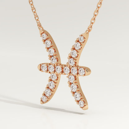 0.273 TCW Round Lab-Grown Diamond Pisces Zodiac Necklace
