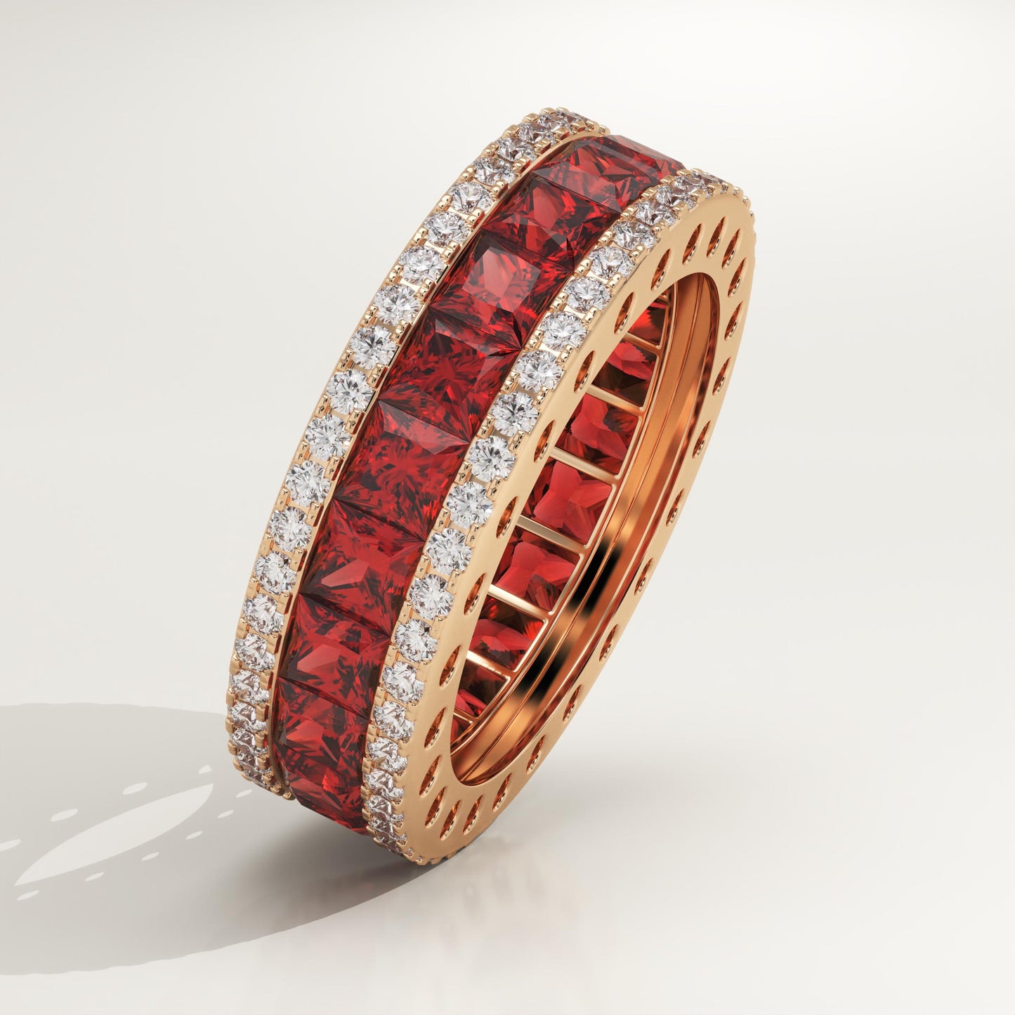 4.52 TCW Princess & Round Shaped January-Garnet Birthstone Wedding Band