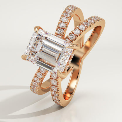 Emerald Hidden Halo & Criss Cross Pave Lab-Grown Diamond Engagement Ring