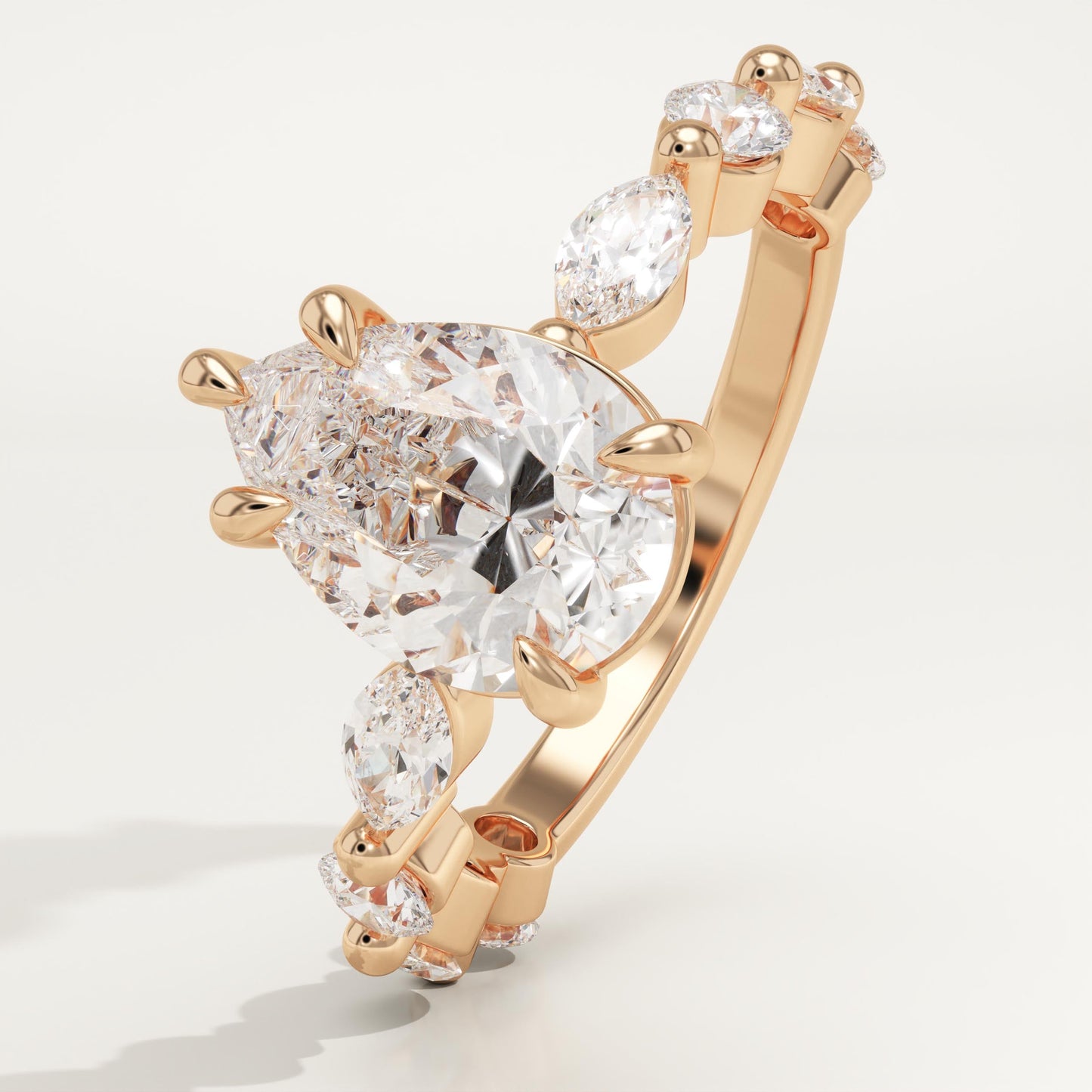 Pear Cut Pave Lab-Grown Diamond Engagement Ring
