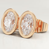 1 TCW Oval Bezel Lab-Grown Diamond Stud Earrings