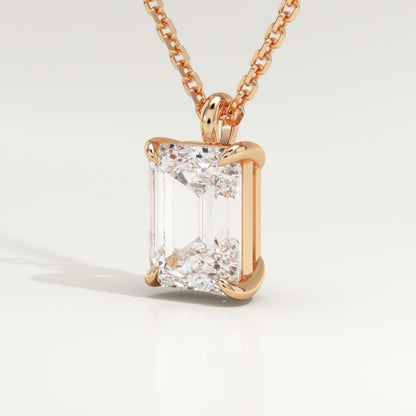 2 CT Emerald Cut Lab-Grown Diamond Solitaire Necklace