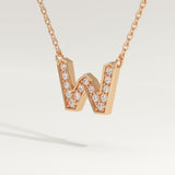 0.084 TCW Round Lab-Grown Diamond W Initial Necklace