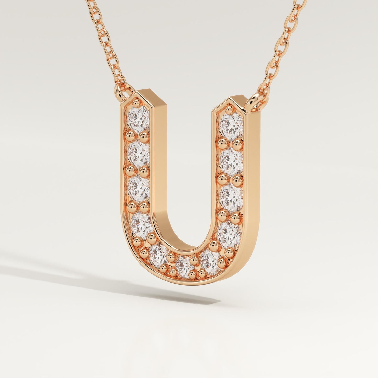 0.26 TCW Round Lab-Grown Diamond U Initial Necklace