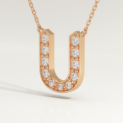 0.26 TCW Round Lab-Grown Diamond U Initial Necklace