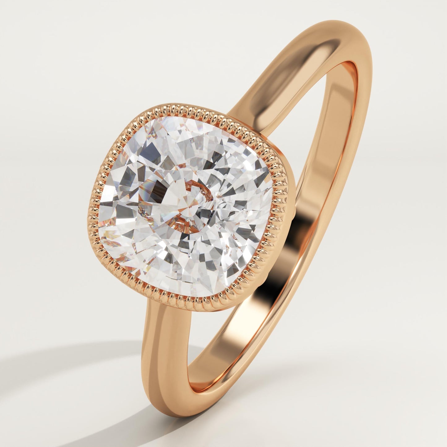 1.5 CT Cushion Cut Solitaire Bezel Moissanite Engagement Ring