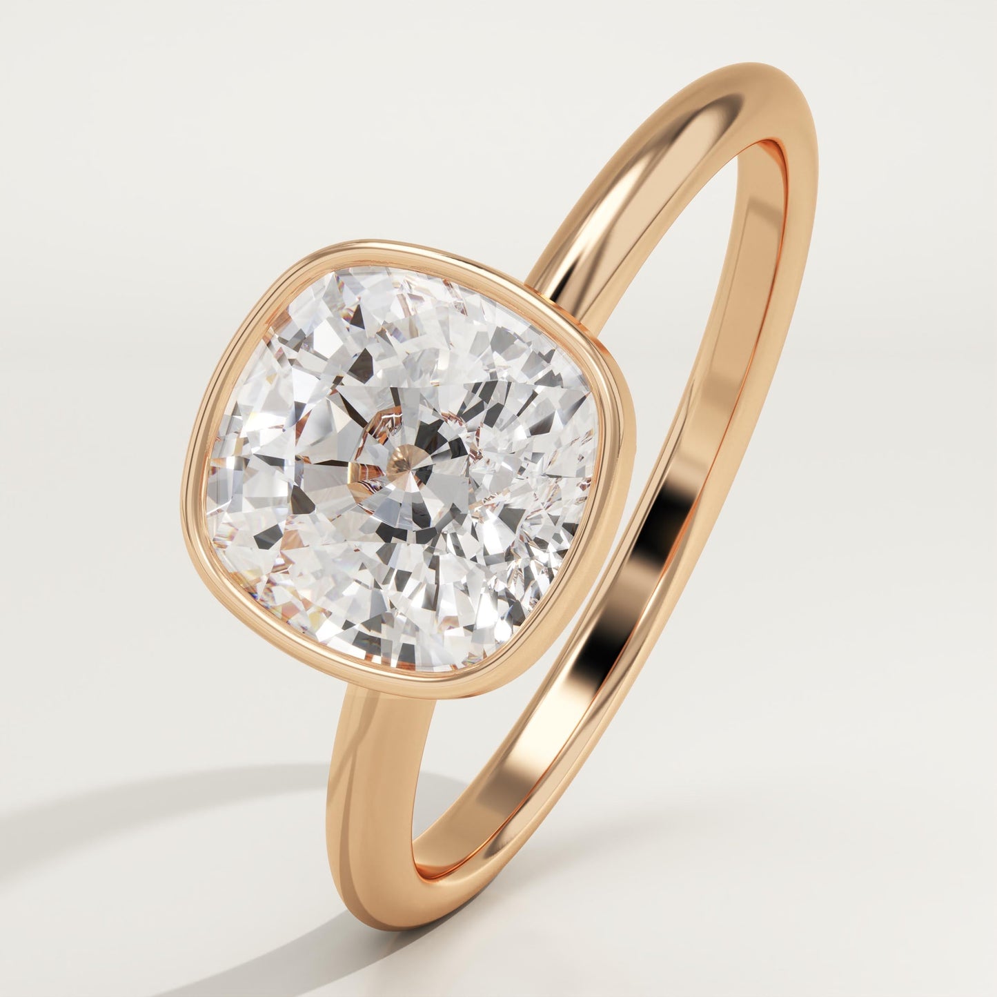 1.5 CT Cushion Cut Solitaire Bezel Moissanite Engagement Ring