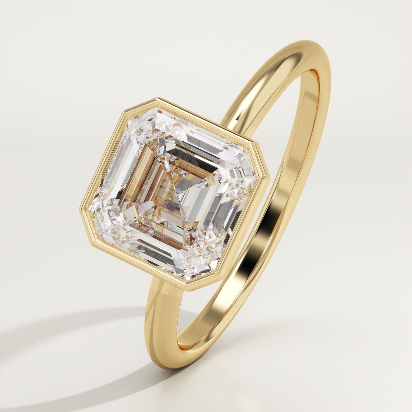 Asscher Cut Bezel Lab-Grown Diamond Engagement Ring