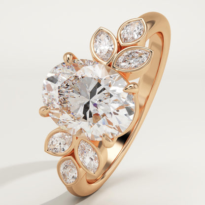 Oval Cut Cluster Lab-Grown Diamond Engagement Ring