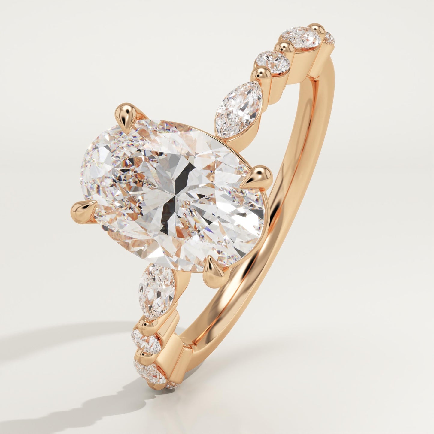 Oval Cut Pave Lab-Grown Diamond Engagement Ring