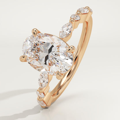 Oval Cut Pave Lab-Grown Diamond Engagement Ring