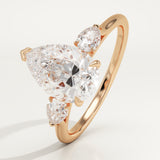 2.0 CT Pear Cut Three Stone Lab-Grown Diamond Engagement Ring