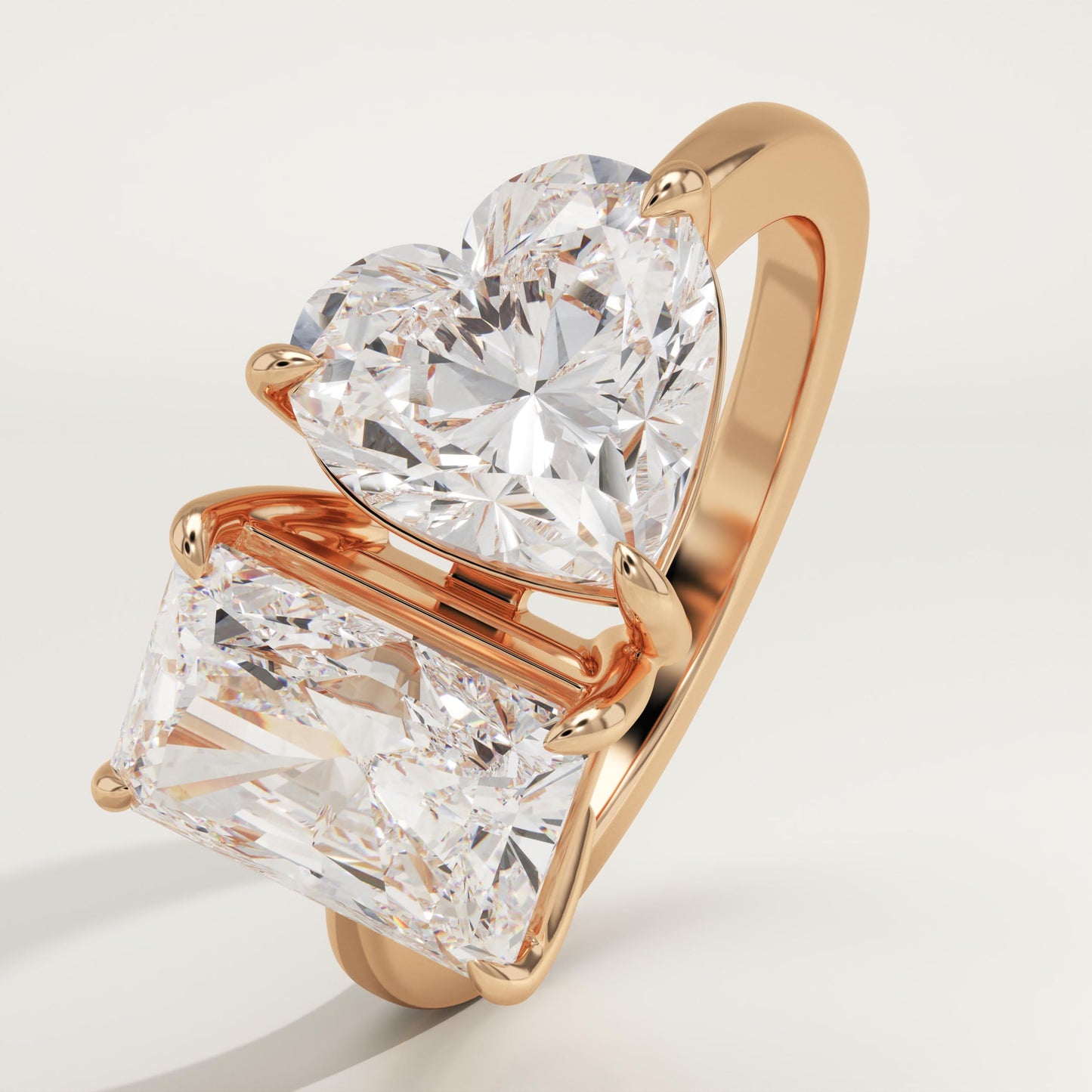 4.75 TCW Radiant & Heart Cut Toi Et Moi Lab-Grown Diamond Engagement Ring