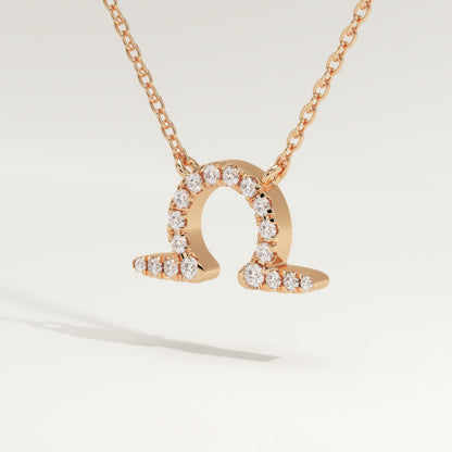 0.101 CT Round Lab-Grown Diamond Libra Zodiac Necklace