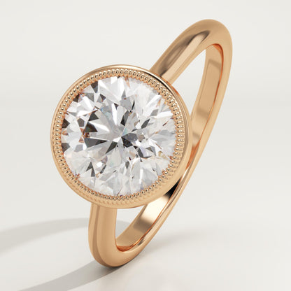 2 CT Round Cut Solitaire Bezel Moissanite Engagement Ring