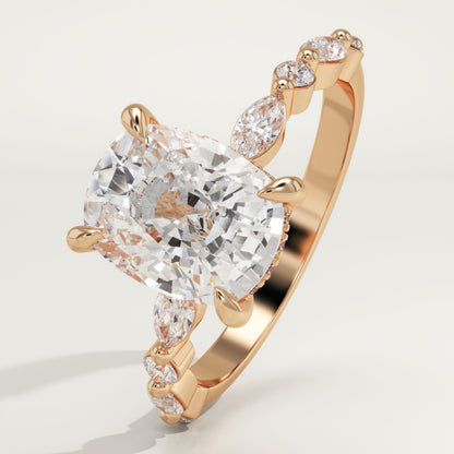 Elongated Cushion Cut Pave Lab-Grown Diamond Engagement Ring